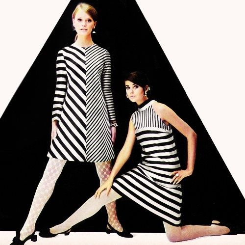 Colleen Corby and Shelley Hack donning mod dresses in Seventeen, 1967.