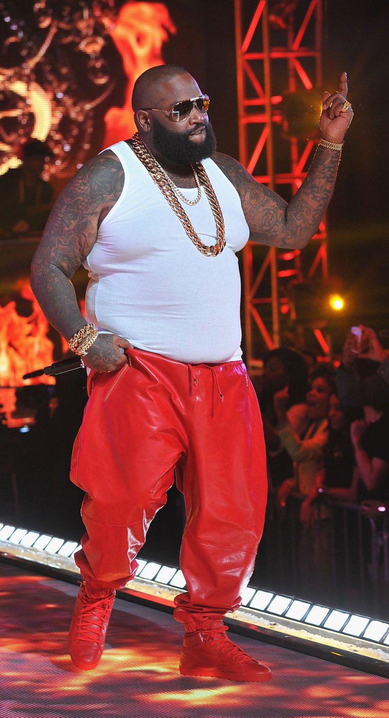 rick-ross-red-leather-jogging-pants