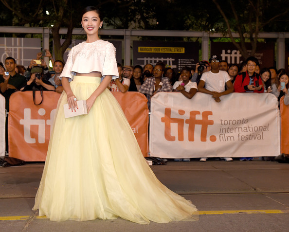 Zhou Dongyuwears  wears  Georges Hobeika at the  ‘Breakup Buddies’ Toronto Film Festival Premiere