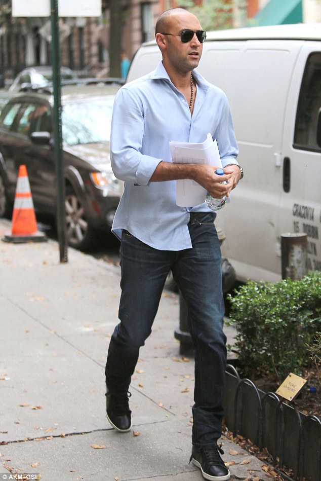 Derek Jeter wears Saint Laurent High-Top Sneakers and Ray Ban Aviator  Sunglasses Out in NYC