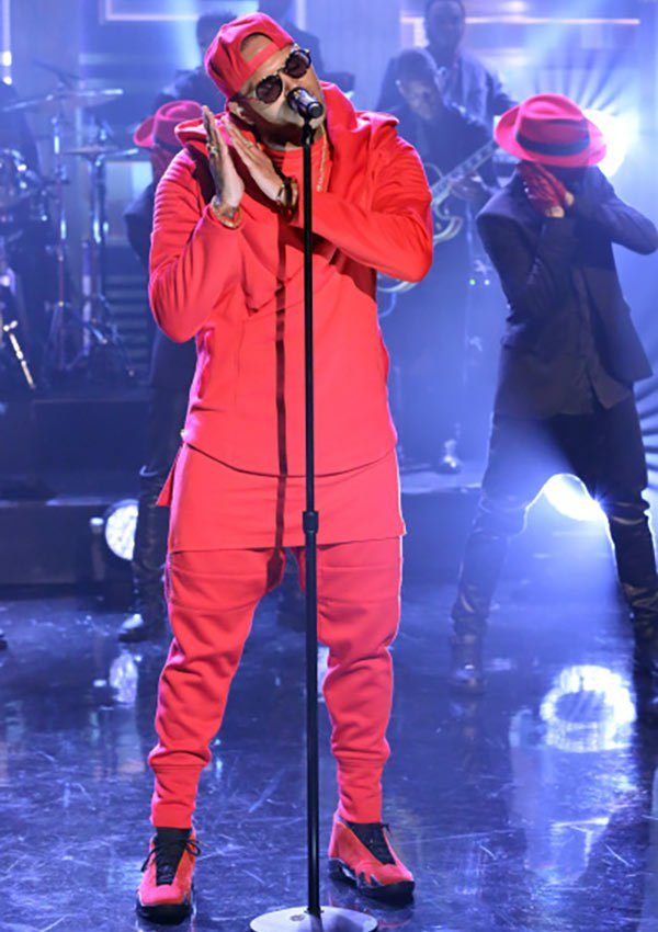 Chris Brown Wears Ysl , Custom Seize & Desist Sweats on Jimmy Fallon