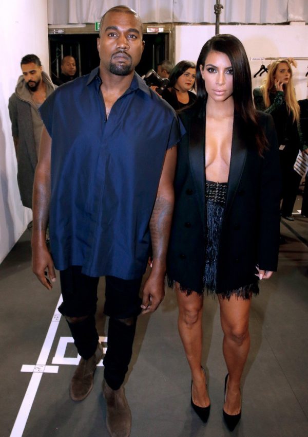 Kim Kardashian and Kanye West at the Lanvin show during Paris Fashion Week
