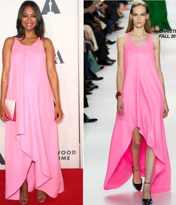 Zoe Saldana wears  Christian Dior at The Academy of Motion Picture Arts & Sciences’ Hollywood Costume Opening Party