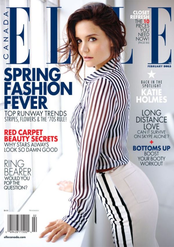 Katie Holmes  covers  Elle Magazine (Canada) February 2015 Issue