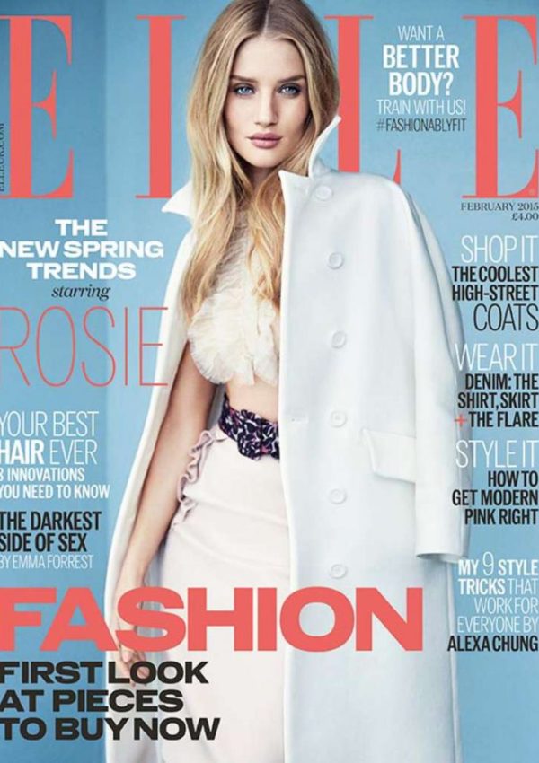 Rosie Huntington-Whiteley  covers  ELLE Magazine (UK) – February 2015 issue