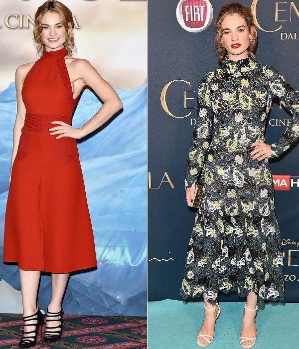 Lily James In Gucci & Erdem at the  ‘Cinderella’ (Cenerentola) Milan Photocall & Premiere