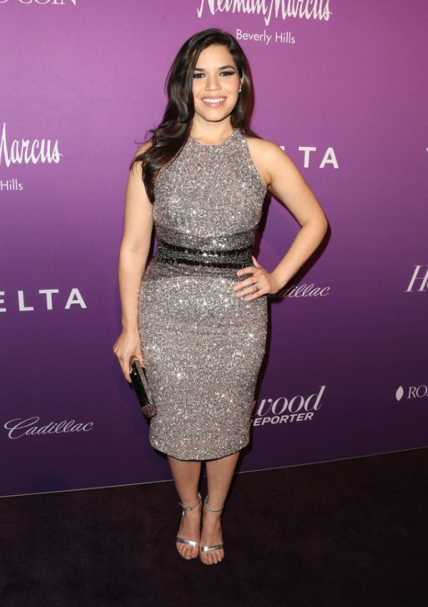 America Ferrara  in Pamella Roland at  The Hollywood Reporter’s Annual Oscar Nominees Night Party