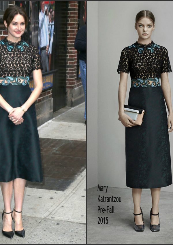 Shailene Woodley In Mary Katrantzou at  Late Show With David Letterman