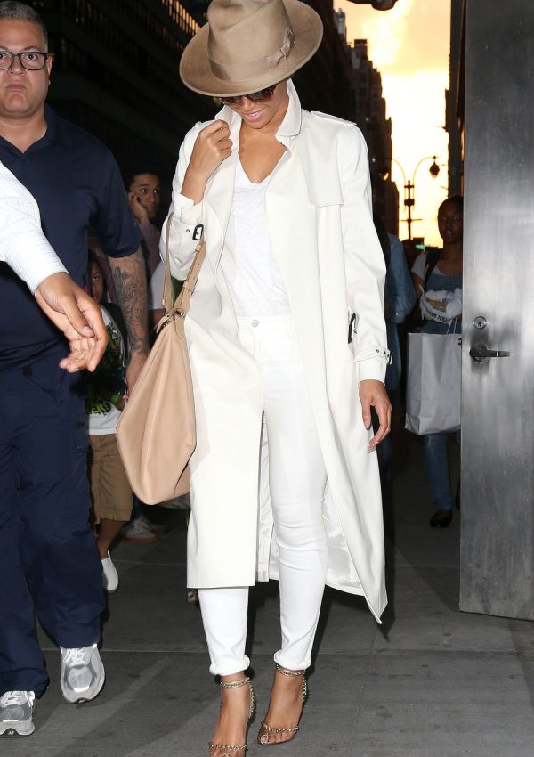 Beyonce in Trench Coat – out in  New York
