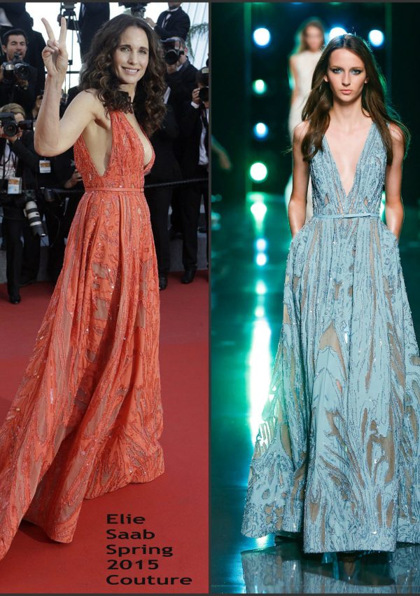 Andie MacDowell In Elie Saab  at the  ‘Inside Out’ Cannes Film Festival Premiere