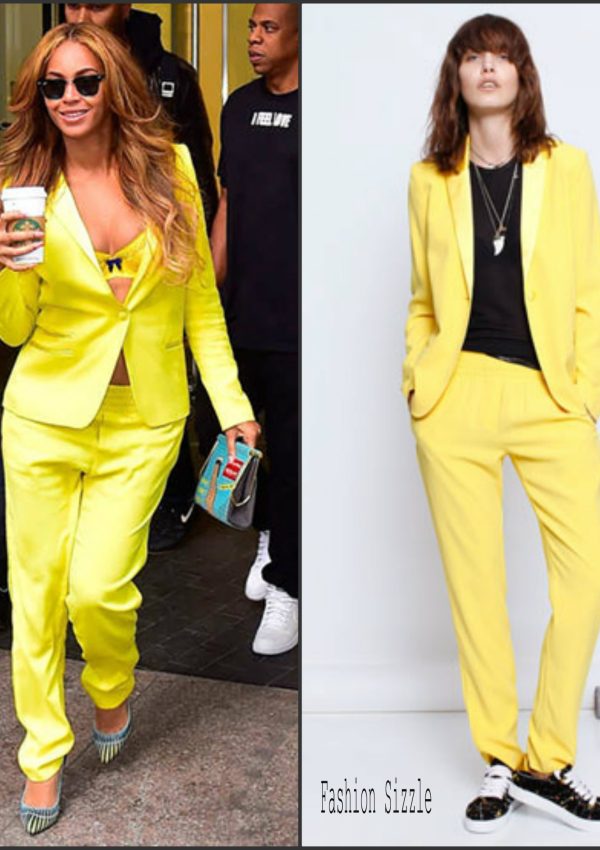 Beyonce Knowles’ in  Zadig & Voltaire ‘Ved’ Deluxe Blazer And Zadig & Voltaire ‘Parone’ Deluxe Pants