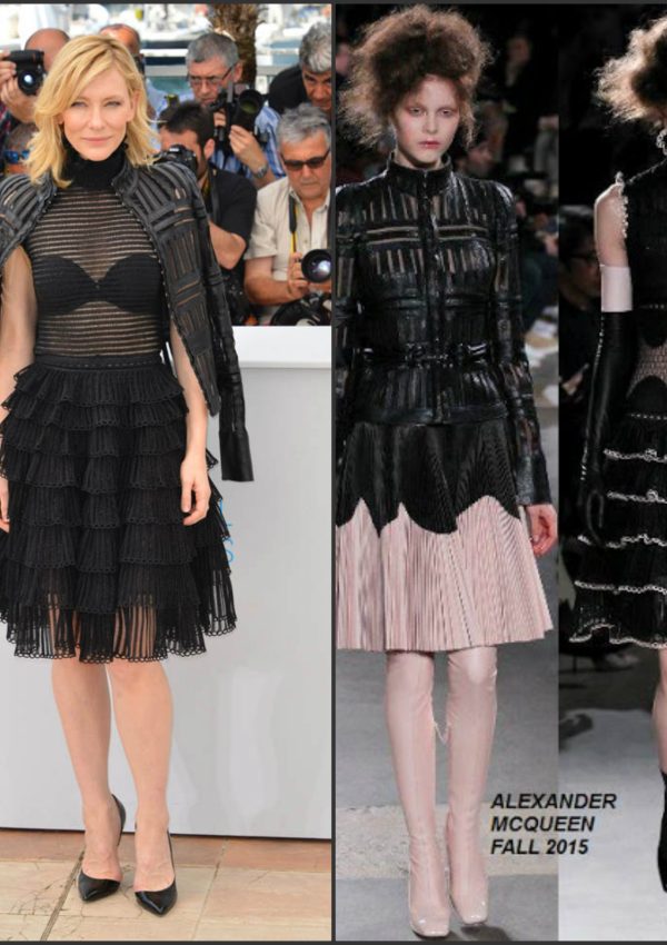 Cate Blanchett In Alexander McQueen  at  ‘Carol’ Cannes Film Festival Photocall