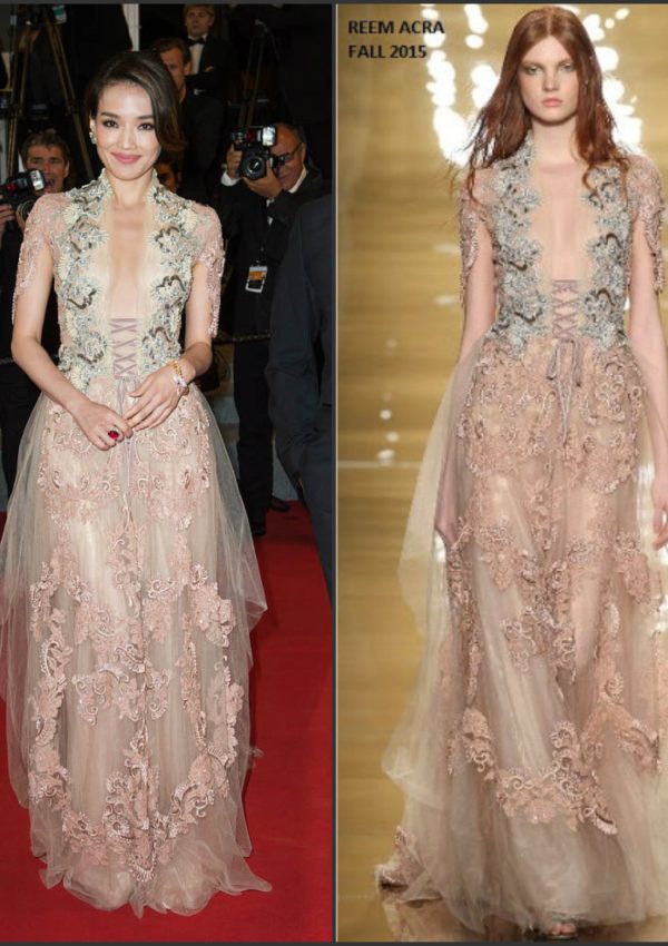 Shu Qi in Reem Acra   at the  Assassin Premiere Cannes Film Festival