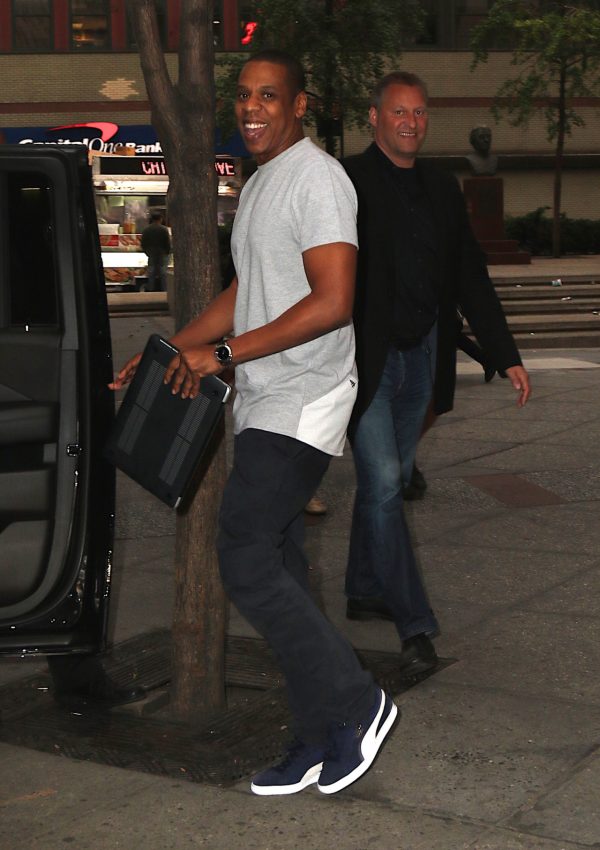 Jay Z  rocks  RocNation and Puma Sneakers   out in NYC