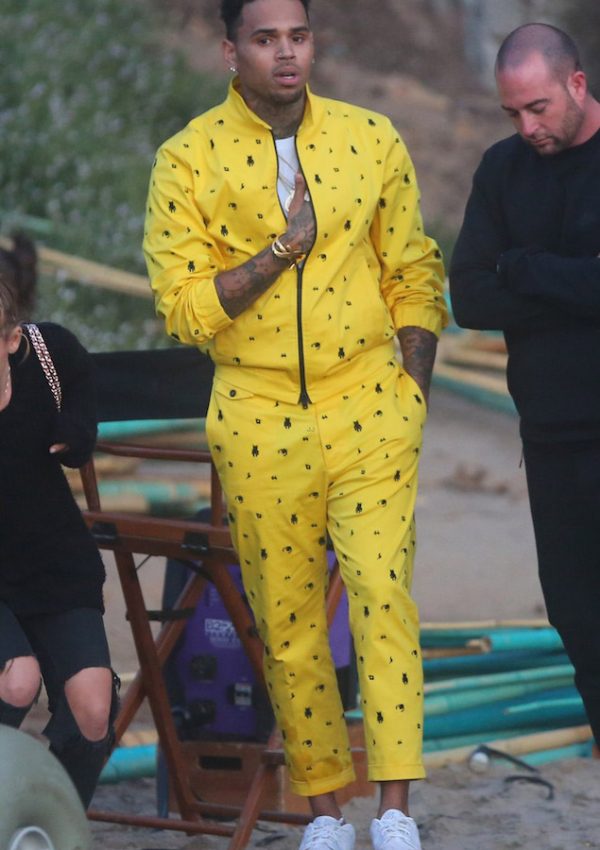 Chris Brown in Dsquared2 at  ‘Do It Again’ Music Video Shoot