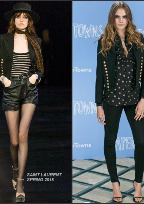 Cara Delevingne in Saint Laurent at the ‘Paper Towns’ London Photocall