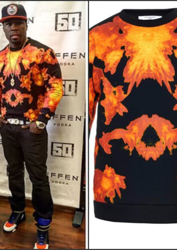 50 Cent  in Givenchy  Sweatshirt And Tyson Leather High-Top Sneakers