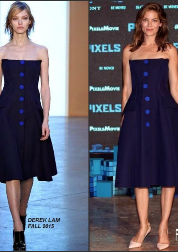 Michelle Monaghan  in Derek Lam at the "Pixels"  Photocall in Cancun