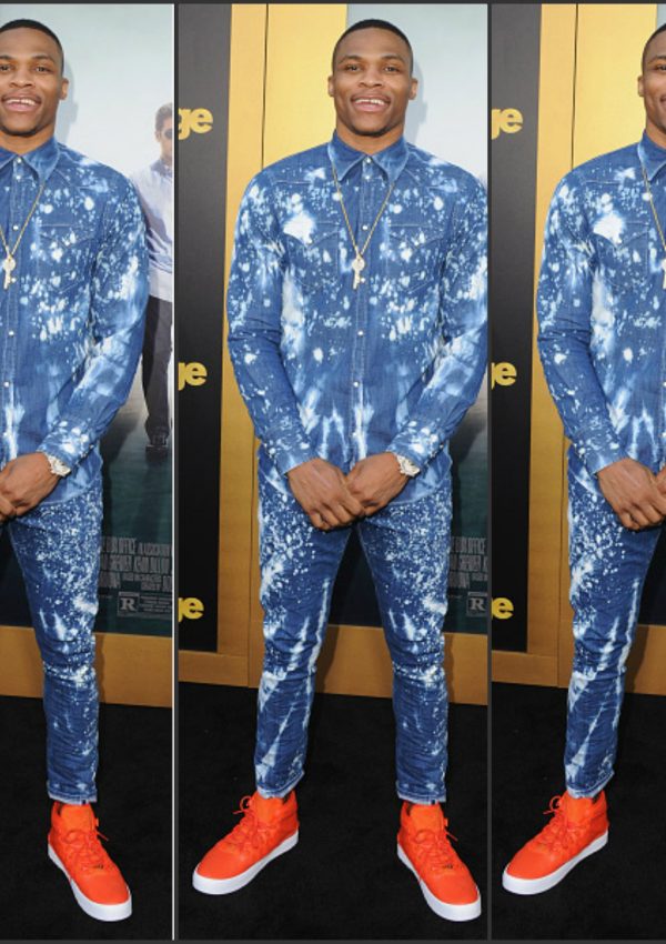 Russell  Westbrook  in  Dsquared2   Denim  at  Entourage Los Angeles Premiere