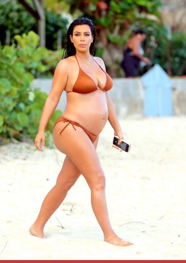 Kim Kardashian  in Bikini pregnant in St. Barts