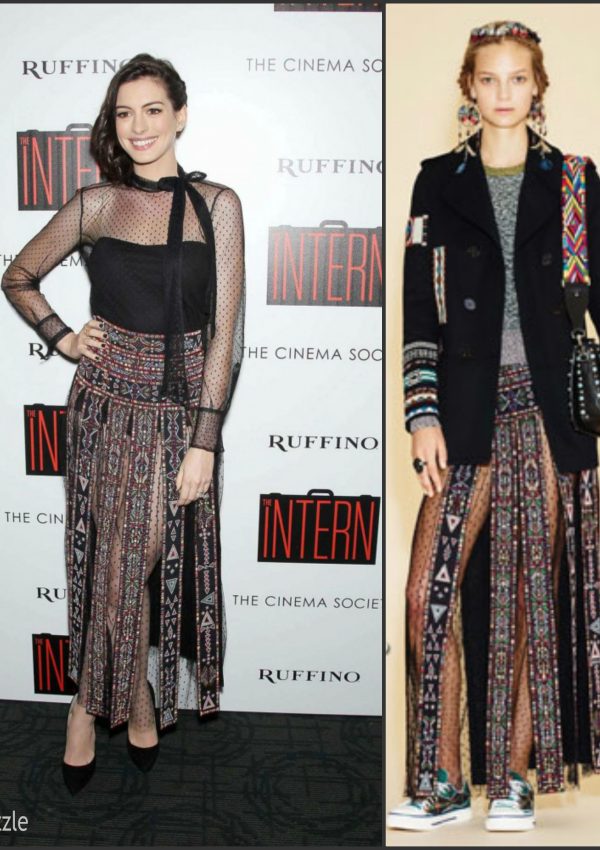 Anne Hathaway In Valentino  AT ‘The Intern’ New York Screening