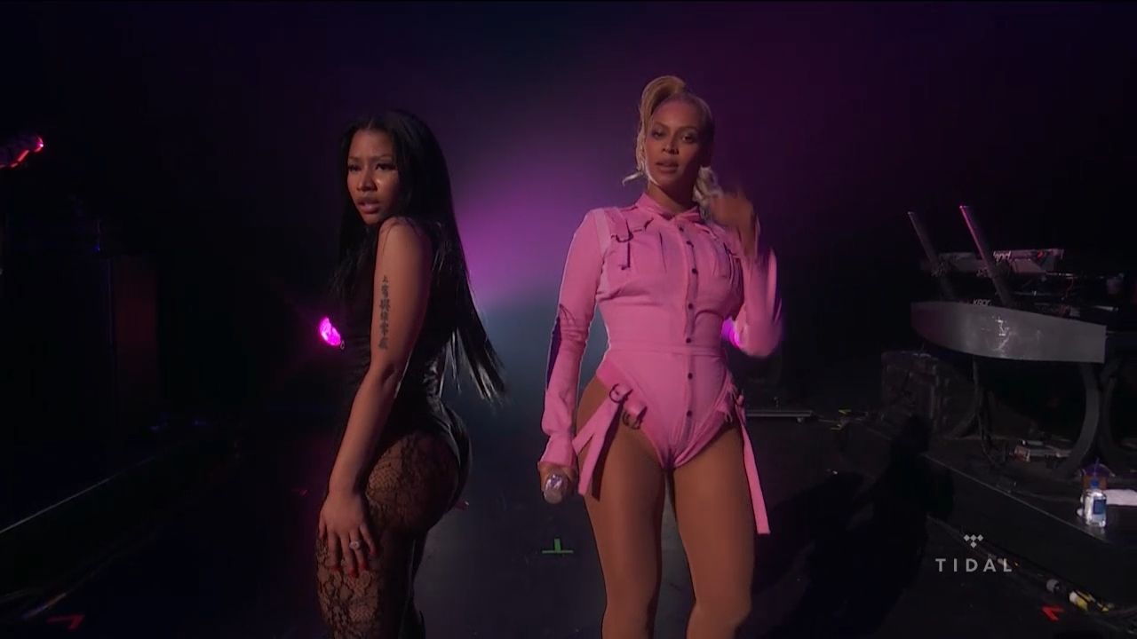 Beyonce And Nicki Minaj At Tidal Concert In New York Fashionsizzle