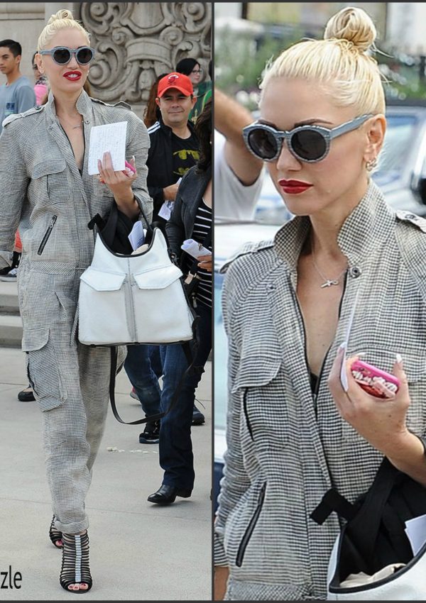 Gwen Stefani in Check Jumpsuit – Out In LA