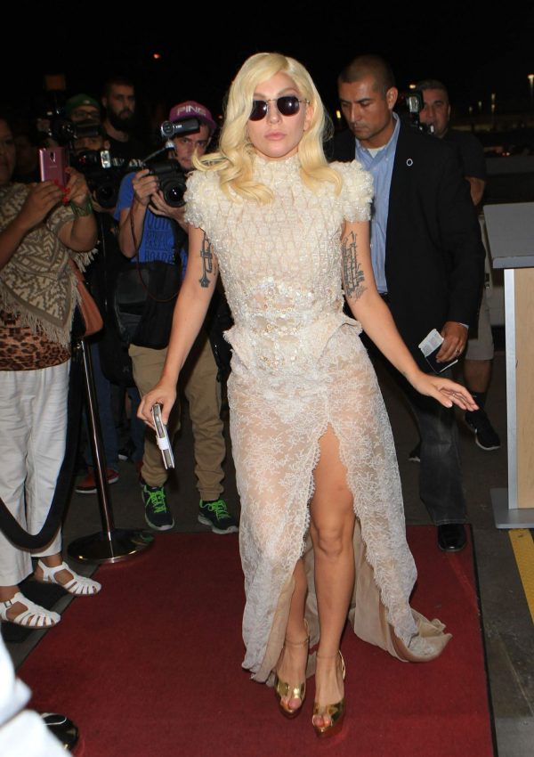 Lady Gaga  in lace dress  – Arrives at Lax Airport in Los Angeles