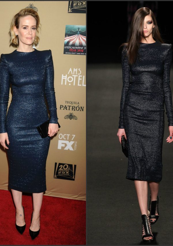 Sarah Paulson In Monique Lhuillier  At  ‘American Horror Story: Hotel’ LA Premiere