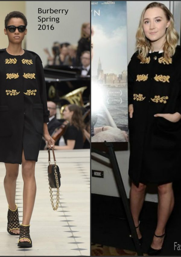 Saoirse Ronan  in Burberry at the ‘Brooklyn’ New York Premiere