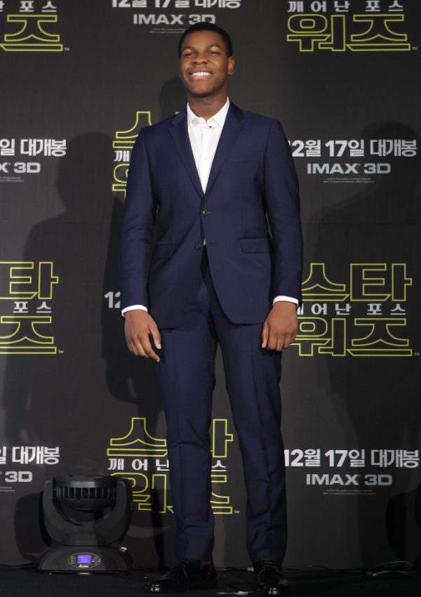 John Boyega in Burberry – ‘Star Wars: The Force Awakens’, in Seoul, South Korea .