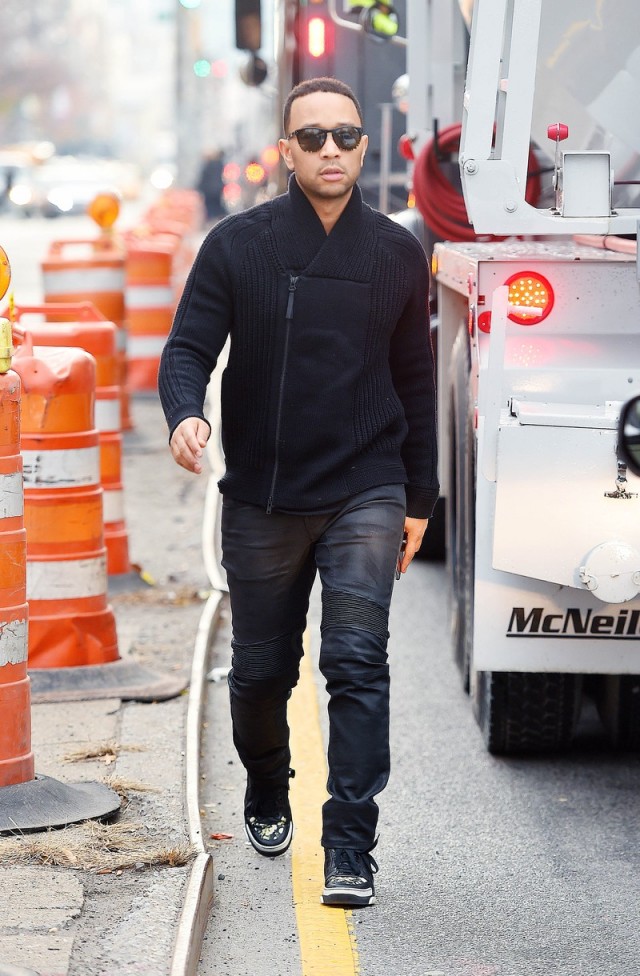 John Legend In Helmut Lang and Givenchy Sneakers -Out In New York ...