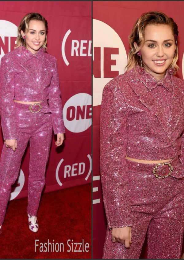 Miley Cyrus  in Christian Cowan-Sanluis –  ONE & (RED)’s ‘It Always Seems Impossible Until It Is Done’ Celebration