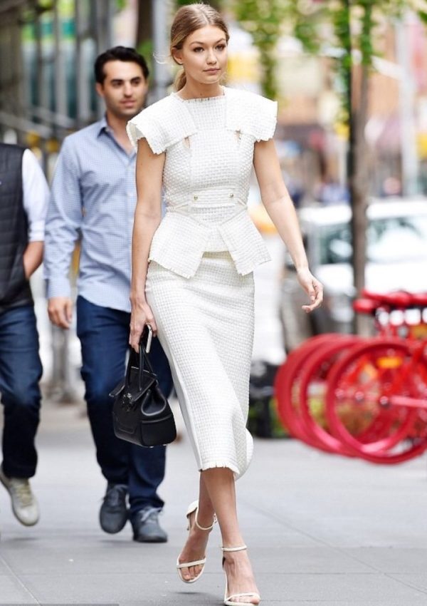 Gigi Hadid  in Roland Mouret  Out In  New York