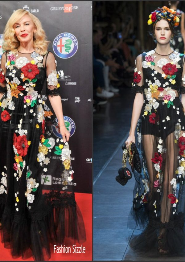 Kylie Monogue in Dolce & Gabbana at the Bocelli & Zanetti Night