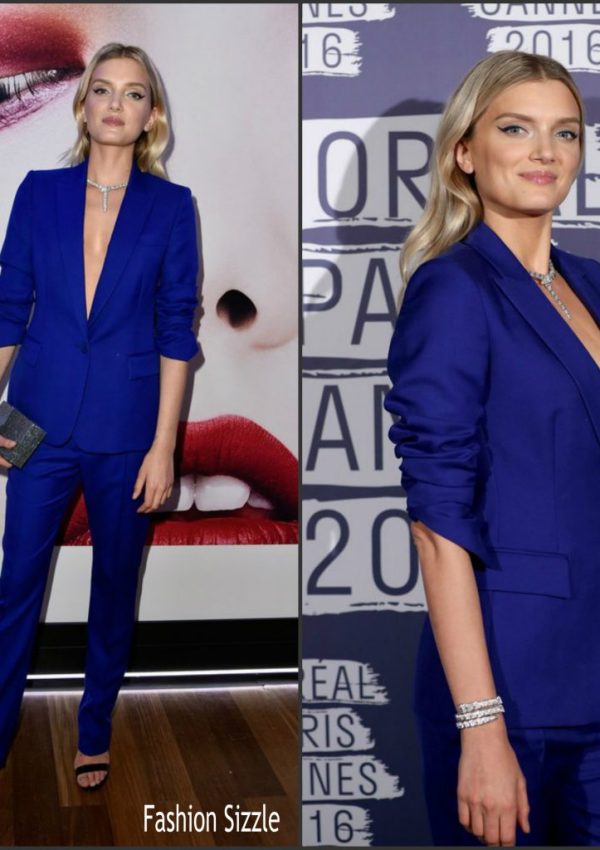 Lily Donaldson  In Stella McCartney at LOreal Paris USA Blue Obsession Party in Cannes