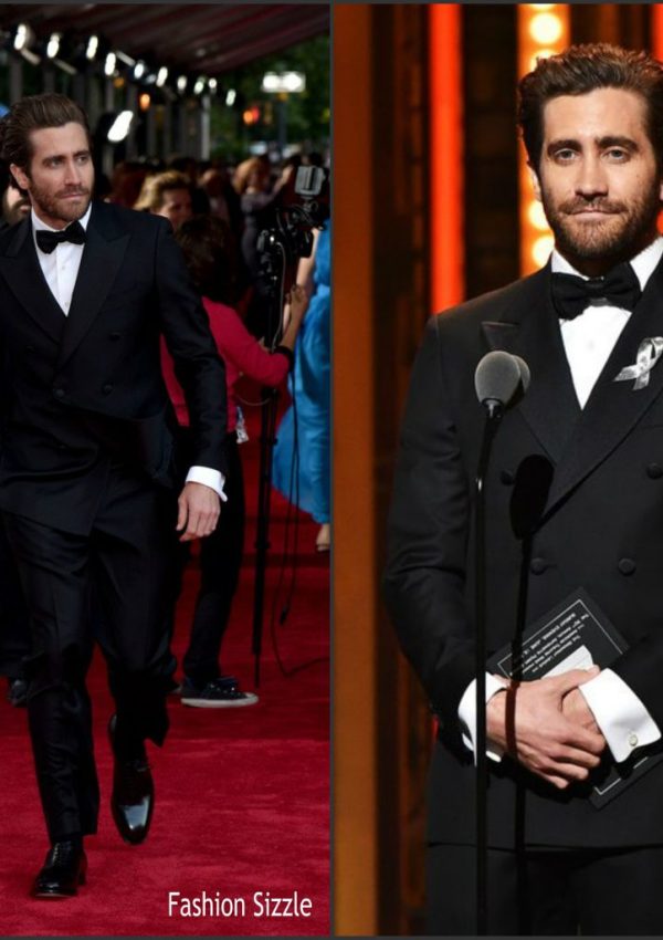 Jake Gyllenhaal  in Salvatore Ferragamo at the 70th Annual Tony Awards