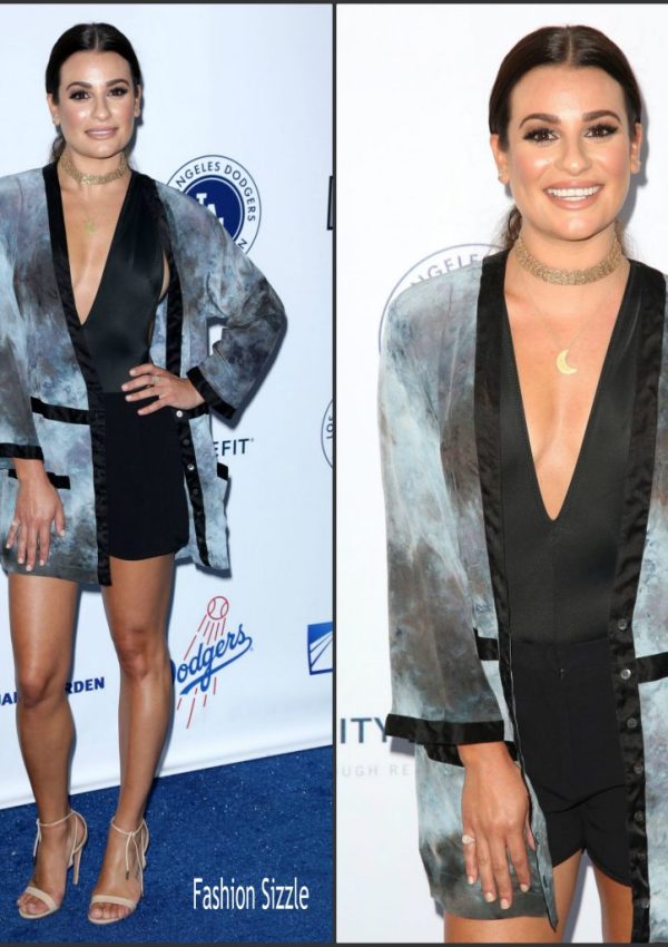 Lea Michele in Raquel Allegra at the LADF Blue Diamond Gala