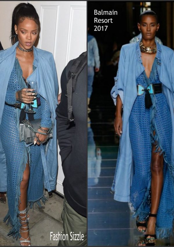 Rihanna  in  Balmain Out In London at Tape Nightclub