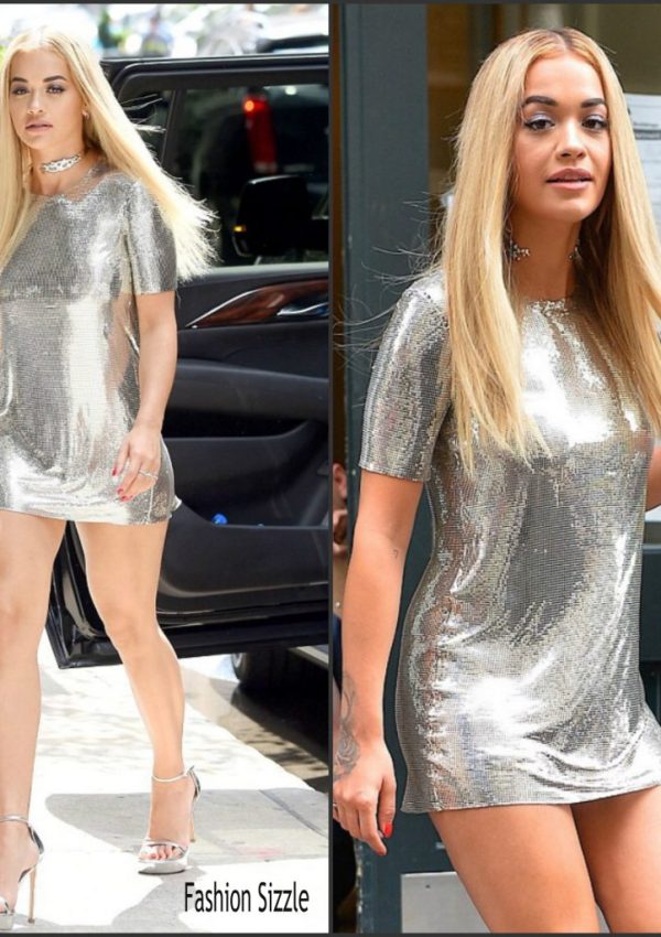 Rita Ora in silver mini dress – Out In New York