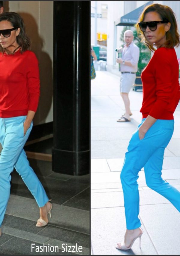 Victoria Beckham colorblock style – Out In New York