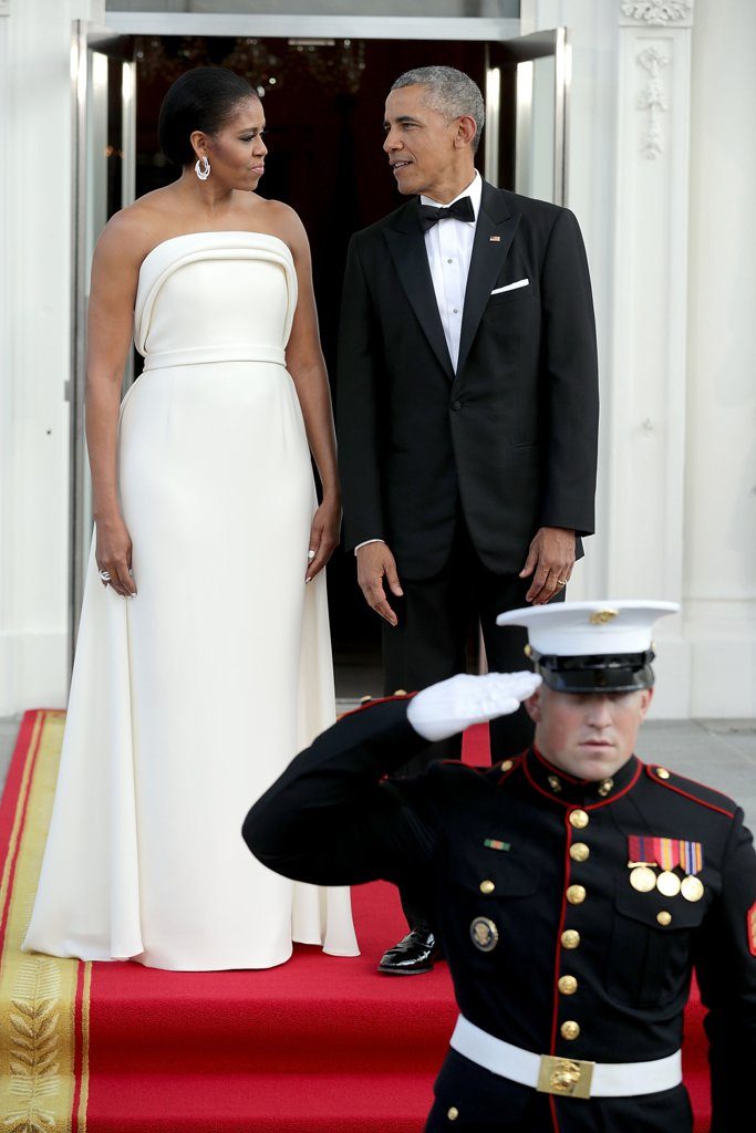 Michelle Obama Shines In White Brandon Maxwell Dress At Singapore