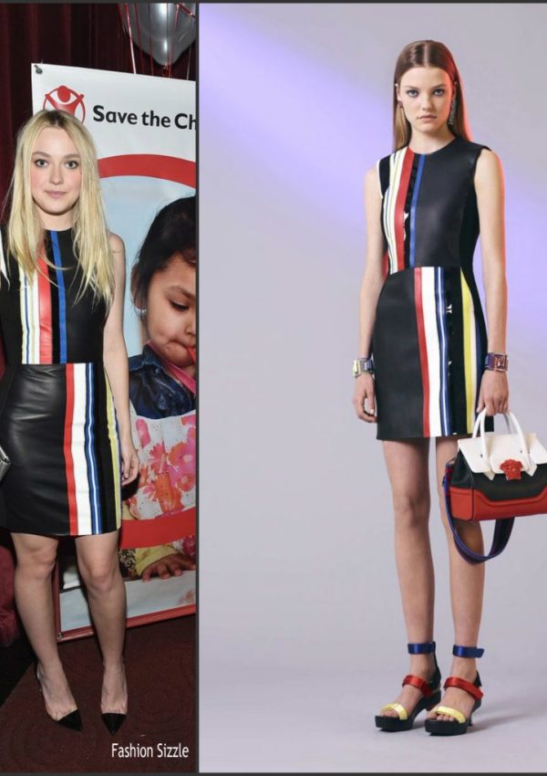 Dakota Fanning In Versace  At Save the Children Lights Up Empire State Building for International Day of the Girl