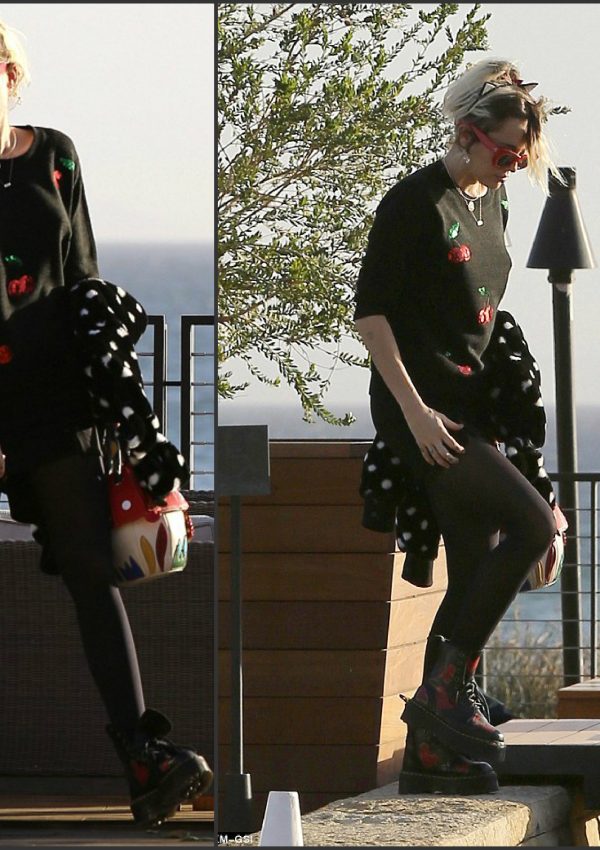 Miley Cyrus  In Marc by Marc Jacobs Arriving at Nobu  Malibu
