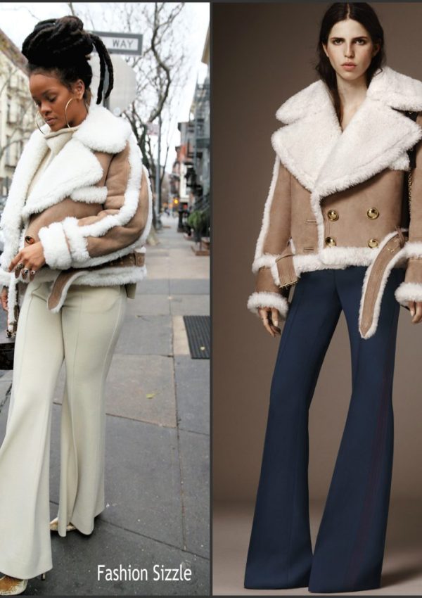 Rihanna In Burberry Shearling – Out In New York