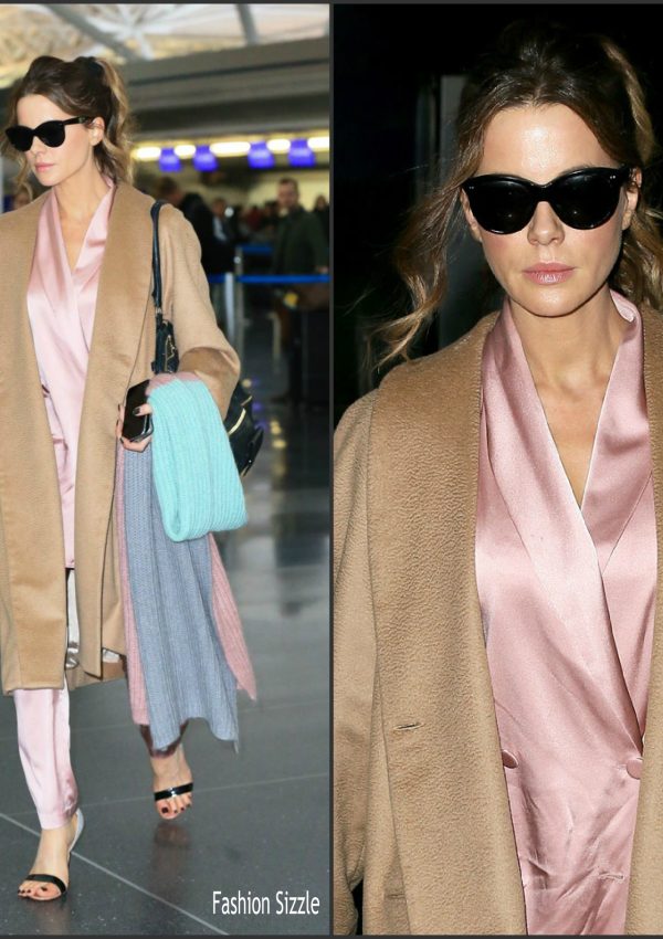 Kate Beckinsale   In Silk Pajamas  AT JFK