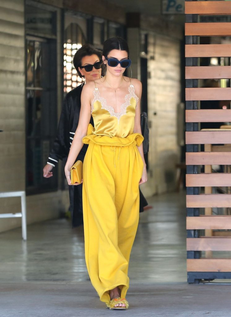 Kendall Jenner Wears Yellow Gucci Camisole and Kendall and Kylie