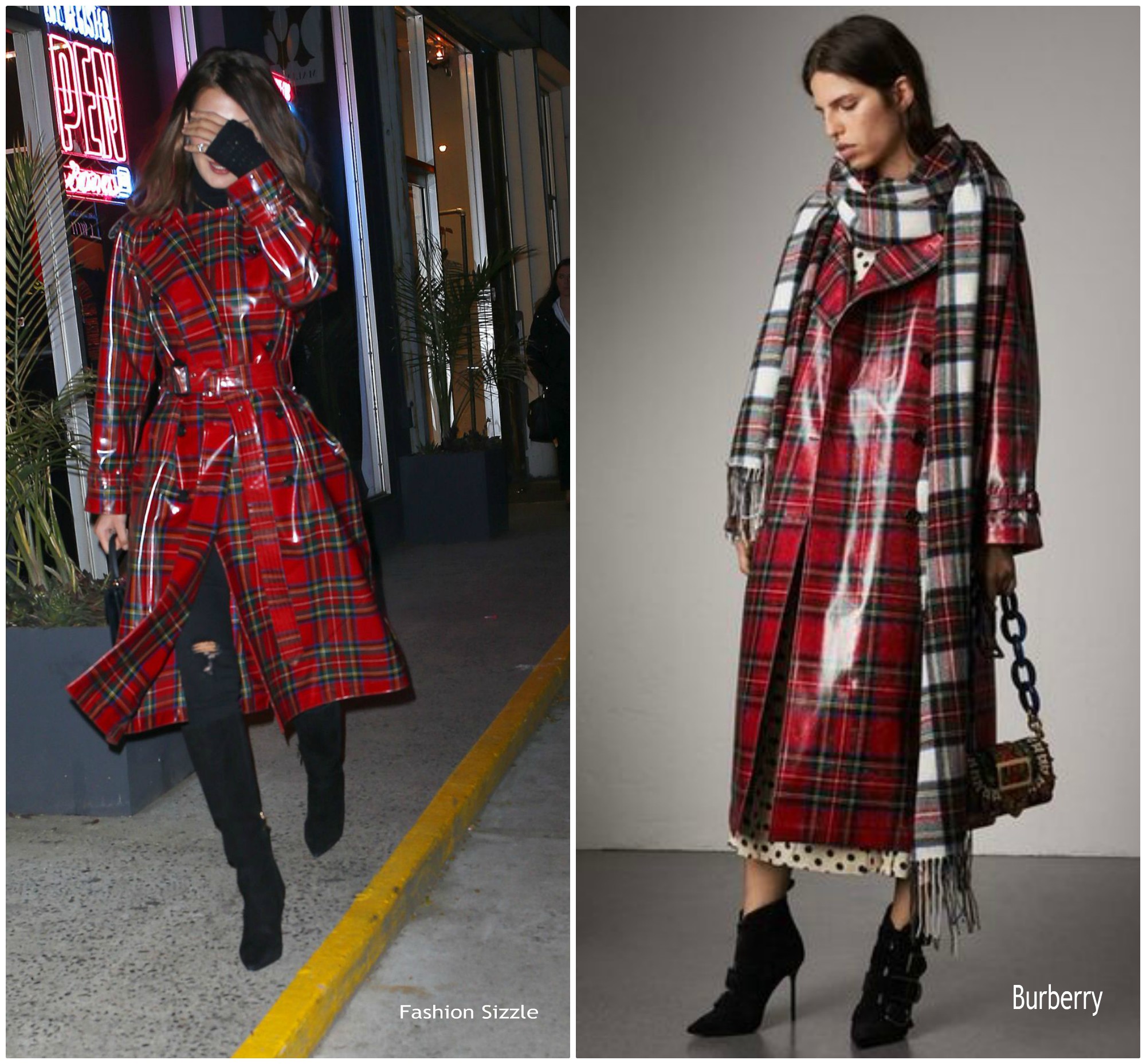 Bella Hadid In Plaid  Burberry  Coat  Out In New York