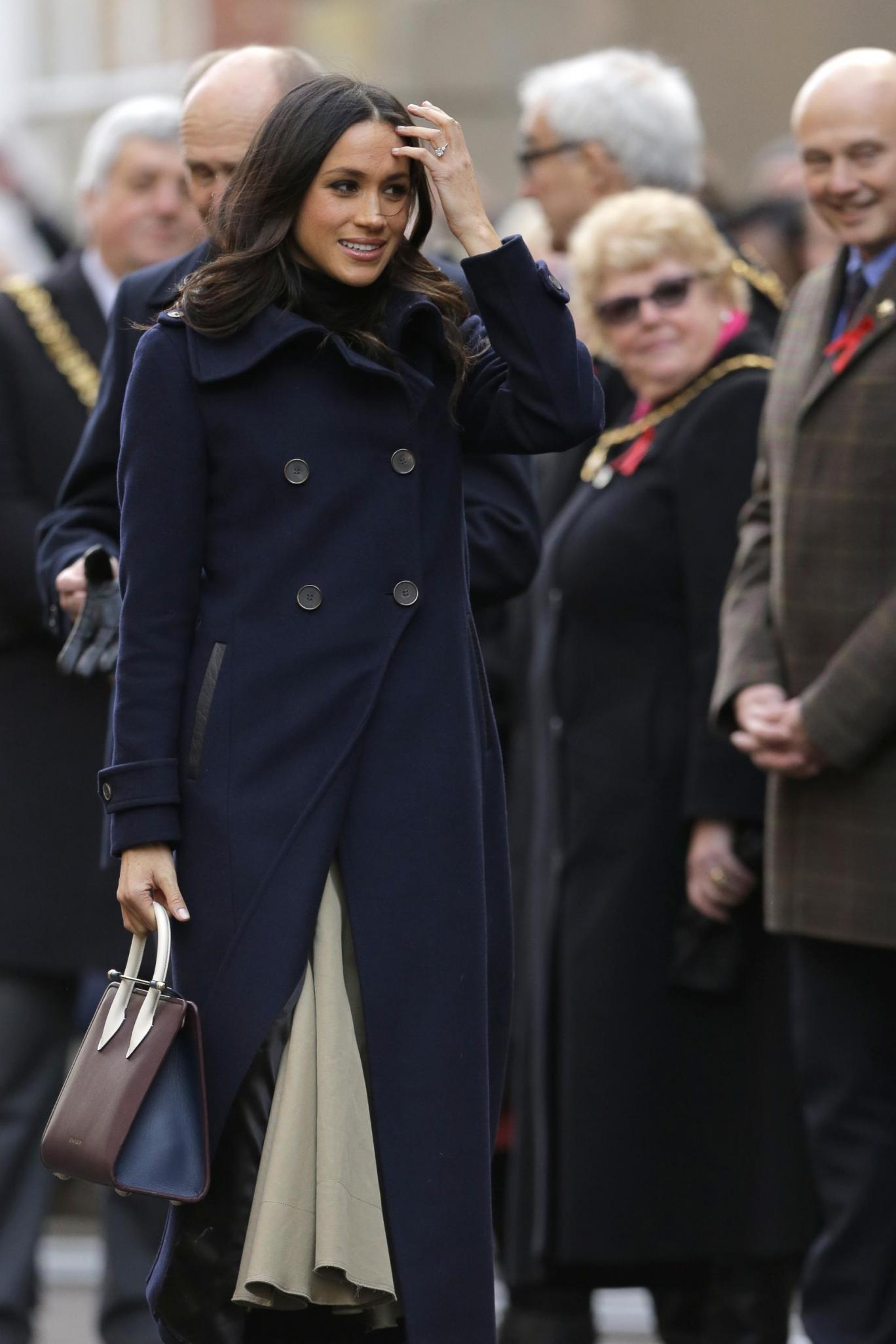Meghan Markle In Mackage, Wolford & Joseph For Her First official Royal ...