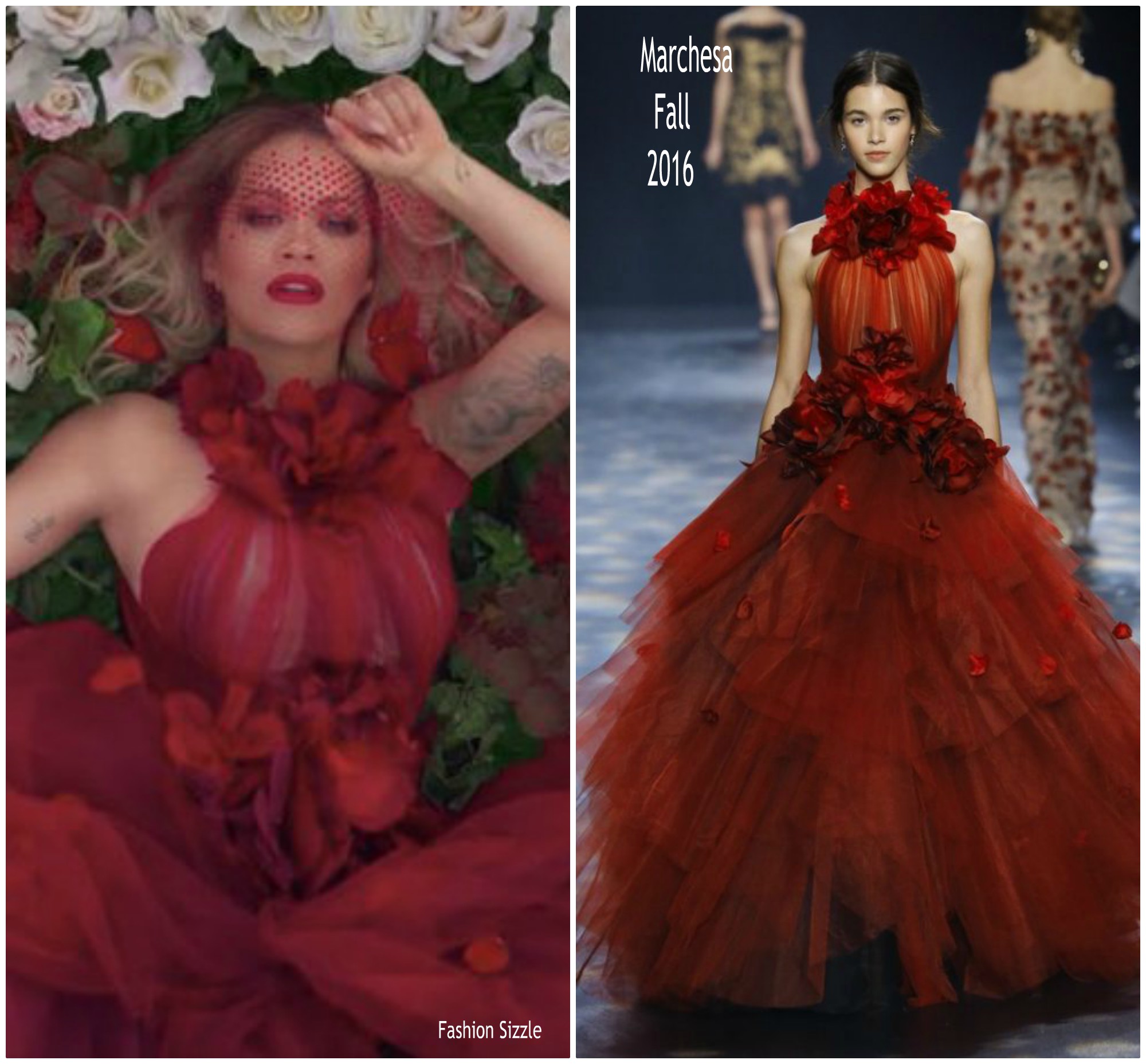 Rita Ora  In Marchesa @  ” For You  ”   Video with   Liam Payne